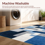 Ultra Soft Area Rug, Non Slip, Stain Resistant, Washable Area Rugs for Living Room, Bedroom, Vibrant Geometric Color Block Style(Blue)