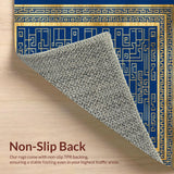 Ultra Soft Area Rug, Non Slip, Stain Resistant, Washable Area Rugs for Living Room, Bedroom, Rich Boho Tiled Arrangement(Blue)