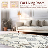 Ultra Soft Area Rug, Non Slip, Stain Resistant, Washable Area Rugs for Living Room, Bedroom, Chic Cream Abstract Textures(Beige)
