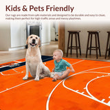 Ultra Soft Area Rug, Non Slip, Stain Resistant, Washable Area Rugs for Living Room, Bedroom, Bold Orange Sphere with Athletic Flair(Orange)