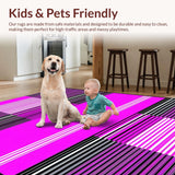 Ultra Soft Area Rug, Non Slip, Stain Resistant, Washable Area Rugs for Living Room, Bedroom, Dynamic Contemporary Diagonal Design(Pink)