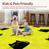 Ultra Soft Area Rug, Non Slip, Stain Resistant, Washable Area Rugs for Living Room, Bedroom, Lively Abstract Feline Composition(Yellow)
