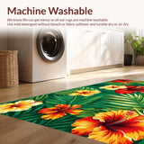 Ultra Soft Area Rug, Non Slip, Stain Resistant, Washable Area Rugs for Living Room, Bedroom, Sophisticated Vintage Leaf Arrangement(Green)