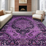 Ultra Soft Area Rug, Non Slip, Stain Resistant, Washable Area Rugs for Living Room, Bedroom, Artistic Abstract Medallion Design(Purple)