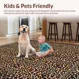 Ultra Soft Area Rug, Non Slip, Stain Resistant, Washable Area Rugs for Living Room, Bedroom, Sophisticated Textured Leopard Pattern(Brown)