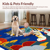 Ultra Soft Area Rug, Non Slip, Stain Resistant, Washable Area Rugs for Living Room, Bedroom, Multi-Color Modern Living Room Accent Carpet(Red)