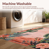 Ultra Soft Area Rug, Non Slip, Stain Resistant, Washable Area Rugs for Living Room, Bedroom, Rustic Southwest Floral Delight(Pink)