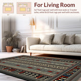Ultra Soft Area Rug, Non Slip, Stain Resistant, Washable Area Rugs for Living Room, Bedroom, Elegant Black White Trellis Design(Red)