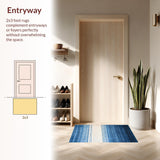 Ultra Soft Area Rug, Non Slip, Stain Resistant, Washable Area Rugs for Living Room, Bedroom, Modern Gradient Stripe Rug(Blue)