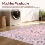 Ultra Soft Area Rug, Non Slip, Stain Resistant, Washable Area Rugs for Living Room, Bedroom, Trendy Fun-Filled Patterned Surface(Pink)