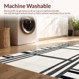 Ultra Soft Area Rug, Non Slip, Stain Resistant, Washable Area Rugs for Living Room, Bedroom, Contemporary Striped Earthy Aesthetic(White)