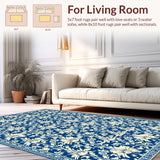 Ultra Soft Area Rug, Non Slip, Stain Resistant, Washable Area Rugs for Living Room, Bedroom, Elegant Damask Front Porch Stain-Resistant Rug(Blue)