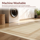 Ultra Soft Area Rug, Non Slip, Stain Resistant, Washable Area Rugs for Living Room, Bedroom, Vintage Cozy Textured Appeal(Beige)