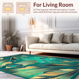 Ultra Soft Area Rug, Non Slip, Stain Resistant, Washable Area Rugs for Living Room, Bedroom, Oasis Area Rug Washable Peacock Feather Carpet(Blue)