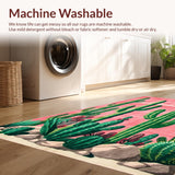Ultra Soft Area Rug, Non Slip, Stain Resistant, Washable Area Rugs for Living Room, Bedroom, Stylish Fun Cactus Inspired Decor(Pink)