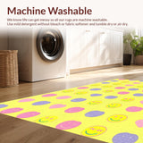 Ultra Soft Area Rug, Non Slip, Stain Resistant, Washable Area Rugs for Living Room, Bedroom, Soft Colorful Smiley Pattern(Yellow)