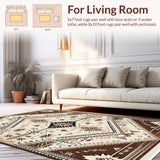 Ultra Soft Area Rug, Non Slip, Stain Resistant, Washable Area Rugs for Living Room, Bedroom, Boho Ivory Brown Living Room Shag Rug(Beige)