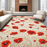 Garden Bloom Reversible Area Poppy & Light Beige Patio Floral(Red)