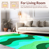 Ultra Soft Area Rug, Non Slip, Stain Resistant, Washable Area Rugs for Living Room, Bedroom, Chic Abstract Color Fusion(Green)