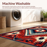 Ultra Soft Area Rug, Non Slip, Stain Resistant, Washable Area Rugs for Living Room, Bedroom, Primitive Brown Waterproof Country Kitchen Comfort Rug(Red)