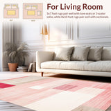 Ultra Soft Area Rug, Non Slip, Stain Resistant, Washable Area Rugs for Living Room, Bedroom, Chic Abstract Geometric Motif(Pink)