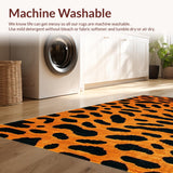 Ultra Soft Area Rug, Non Slip, Stain Resistant, Washable Area Rugs for Living Room, Bedroom, Chic Wild Aesthetic Expression(Orange)