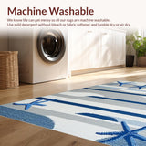 Ultra Soft Area Rug, Non Slip, Stain Resistant, Washable Area Rugs for Living Room, Bedroom, Vibrant Abstract Sea Motif(Gray)