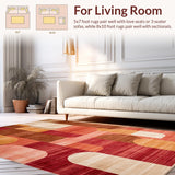 Ultra Soft Area Rug, Non Slip, Stain Resistant, Washable Area Rugs for Living Room, Bedroom, Vibrant Earthy Textured Layers(Red)