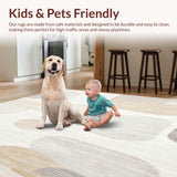 Ultra Soft Area Rug, Non Slip, Stain Resistant, Washable Area Rugs for Living Room, Bedroom, Elegant White and Beige Patterned(Beige)