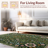 Ultra Soft Area Rug, Non Slip, Stain Resistant, Washable Area Rugs for Living Room, Bedroom, Vibrant Botanical Nursery Ultra Thin Floor Carpet(Green)
