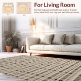 Ultra Soft Area Rug, Non Slip, Stain Resistant, Washable Area Rugs for Living Room, Bedroom, Rustic Minimalist Flatweave Style(Beige)