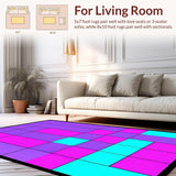 Ultra Soft Area Rug, Non Slip, Stain Resistant, Washable Area Rugs for Living Room, Bedroom, Bright Geometric Patterned Delight(Purple)