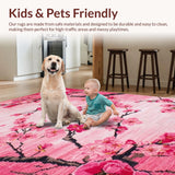 Ultra Soft Area Rug, Non Slip, Stain Resistant, Washable Area Rugs for Living Room, Bedroom, Graceful Cherry Petal Motif(Pink)