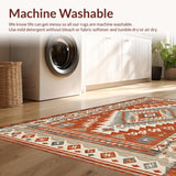 Ultra Soft Area Rug, Non Slip, Stain Resistant, Washable Area Rugs for Living Room, Bedroom, Rustic Earthy Geometric Aesthetic(Red)
