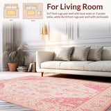 Ultra Soft Area Rug, Non Slip, Stain Resistant, Washable Area Rugs for Living Room, Bedroom, Elegant Solid Blush Texture(Pink)