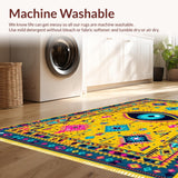 Ultra Soft Area Rug, Non Slip, Stain Resistant, Washable Area Rugs for Living Room, Bedroom, Chic Rustic Ethnic Expression(Yellow)