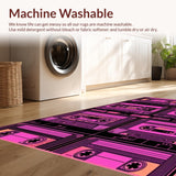 Ultra Soft Area Rug, Non Slip, Stain Resistant, Washable Area Rugs for Living Room, Bedroom, Nostalgic Bright Tape Pattern(Pink)