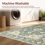 Ultra Soft Area Rug, Non Slip, Stain Resistant, Washable Area Rugs for Living Room, Bedroom, Timeless Ornate Tiled Aesthetic(Green)