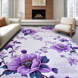 Ultra Soft Area Rug, Non Slip, Stain Resistant, Washable Area Rugs for Living Room, Bedroom, Feminine Round Floral Charm(Purple)