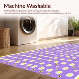 Ultra Soft Area Rug, Non Slip, Stain Resistant, Washable Area Rugs for Living Room, Bedroom, Whimsical Lavender Floral Motif(Purple)