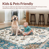 Ultra Soft Area Rug, Non Slip, Stain Resistant, Washable Area Rugs for Living Room, Bedroom, Trendy Soft Earthy Tiled Arrangement(White)