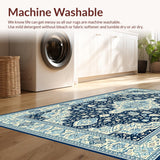 Ultra Soft Area Rug, Non Slip, Stain Resistant, Washable Area Rugs for Living Room, Bedroom, Stylish Patterned Ogee Arrangement(Blue)
