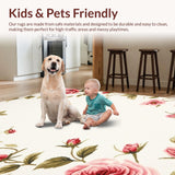 Ultra Soft Area Rug, Non Slip, Stain Resistant, Washable Area Rugs for Living Room, Bedroom, Luxurious Blooming Elegance Theme(White)