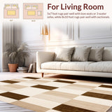Ultra Soft Area Rug, Non Slip, Stain Resistant, Washable Area Rugs for Living Room, Bedroom, Geometric Beige Brown Accents Modern Area(Beige)
