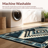 Ultra Soft Area Rug, Non Slip, Stain Resistant, Washable Area Rugs for Living Room, Bedroom, Retro Diamond Checkered Aesthetic(Blue)