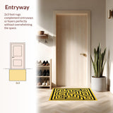 Ultra Soft Area Rug, Non Slip, Stain Resistant, Washable Area Rugs for Living Room, Bedroom, 3D Geometric Yoga Space Soft Washable Carpet(Gold)