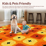 Ultra Soft Area Rug, Non Slip, Stain Resistant, Washable Area Rugs for Living Room, Bedroom, 70s Orange Abstract Living Room Non-Slip Rug(Orange)