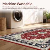 Ultra Soft Area Rug, Non Slip, Stain Resistant, Washable Area Rugs for Living Room, Bedroom, Contemporary Colorful Lattice Features(Red)