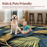 Ultra Soft Area Rug, Non Slip, Stain Resistant, Washable Area Rugs for Living Room, Bedroom, Striking Black and White Herringbone Style(Blue)