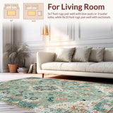 Ultra Soft Area Rug, Non Slip, Stain Resistant, Washable Area Rugs for Living Room, Bedroom, Rustic Light Green Patterned Design(Beige)
